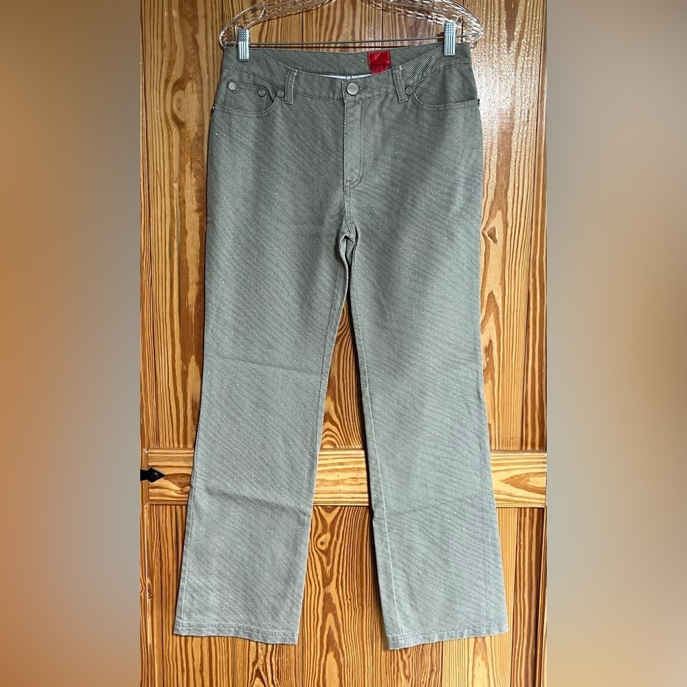 New V CRISTINA Silver Metallic Gray Straight Leg Mid Rise Jeans